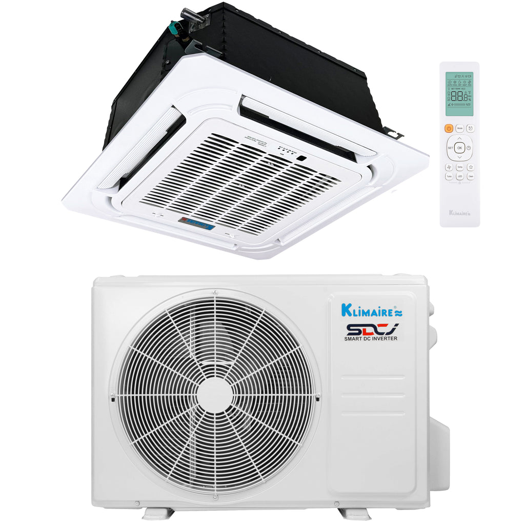 Klimaire KTIS/KTIR-KSIE Series — 4-Way Compact Round-Flow Ceiling Cassette Mini Split Heat Pump Air Conditioner (2nd Generation)
